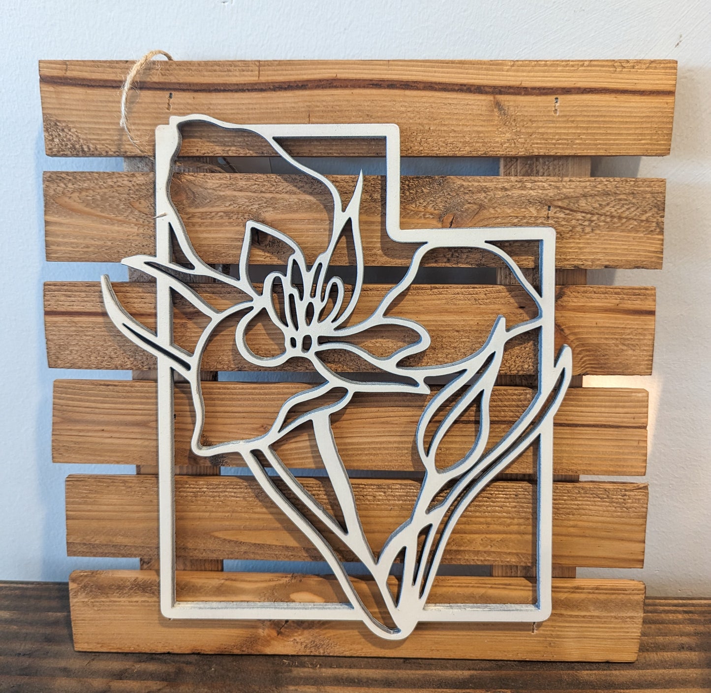 State Flower Rustic Sign
