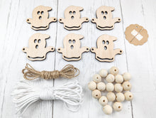Load image into Gallery viewer, Ghost With Macrame Skirt Wooden Garland Or Unfinished Craft Kit