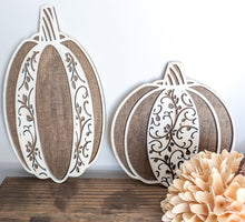 Load image into Gallery viewer, Lace Wooden Pumpkin Signs Or Unfinished Craft Kits
