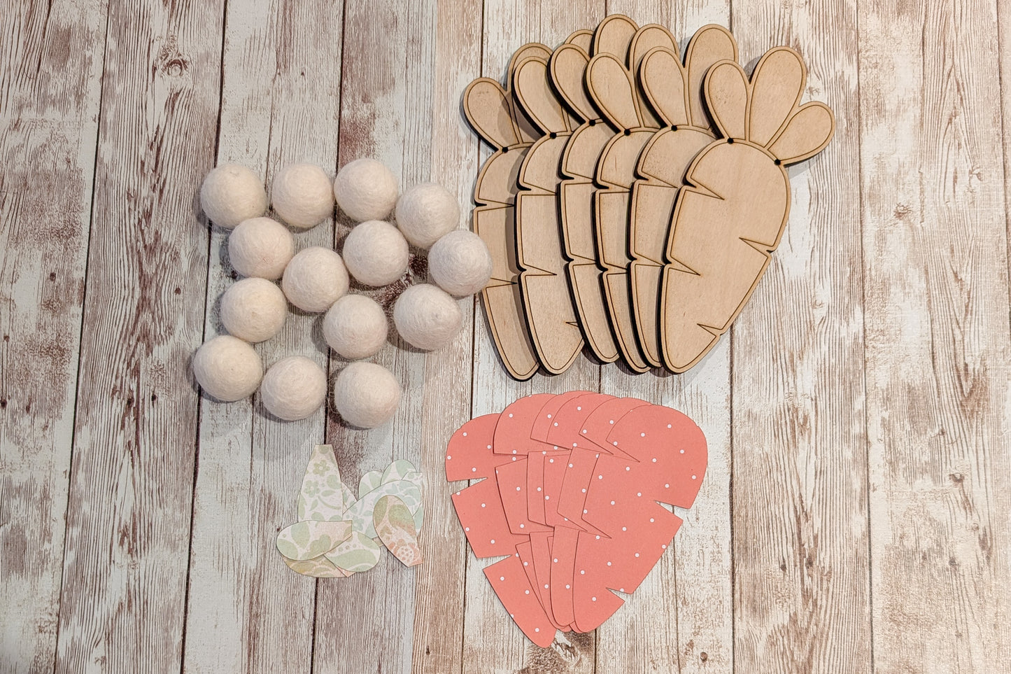 Carrot Wooden Felt Ball Easter Scrapbook Paper Garland