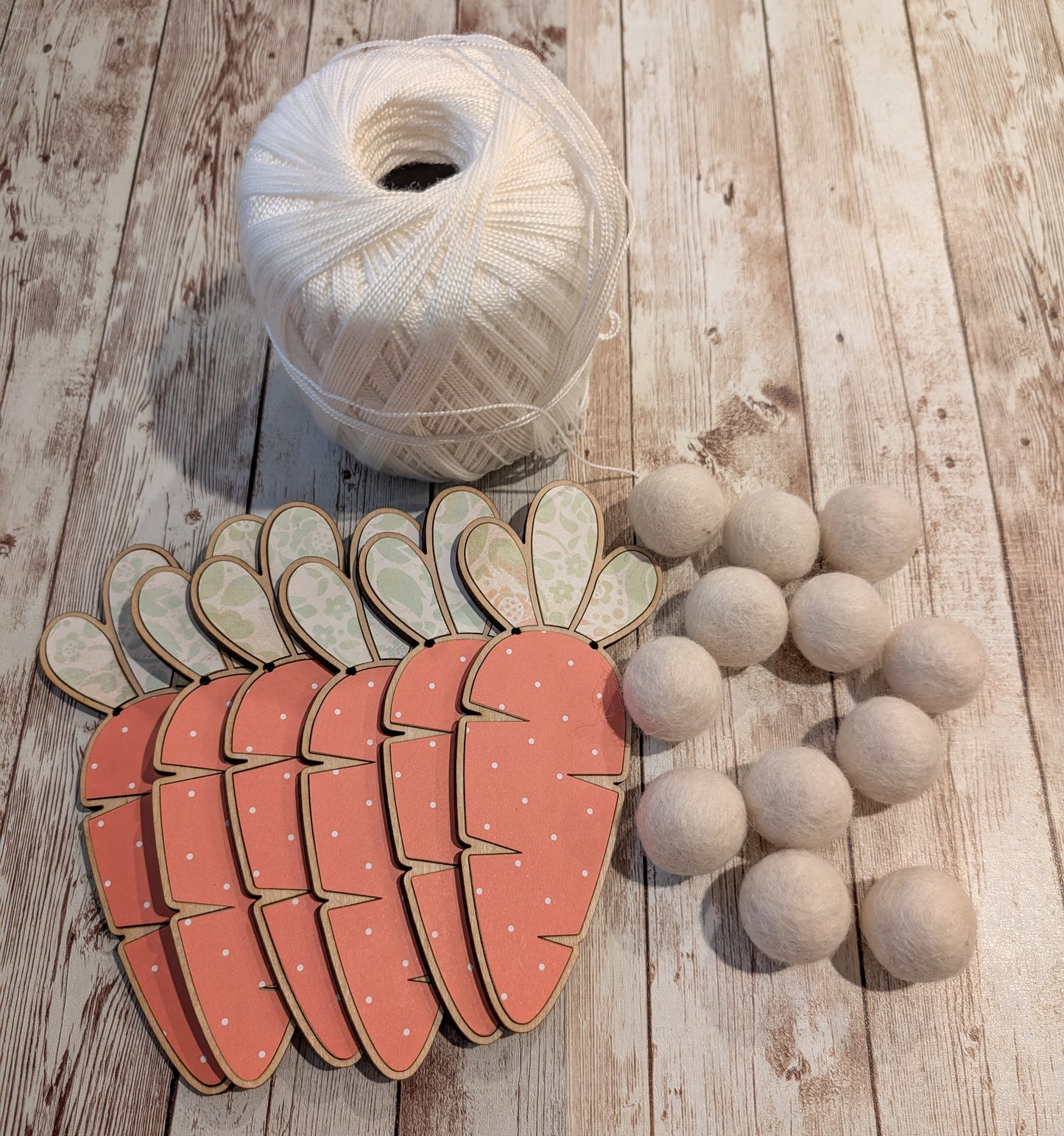 Carrot Wooden Felt Ball Easter Scrapbook Paper Garland