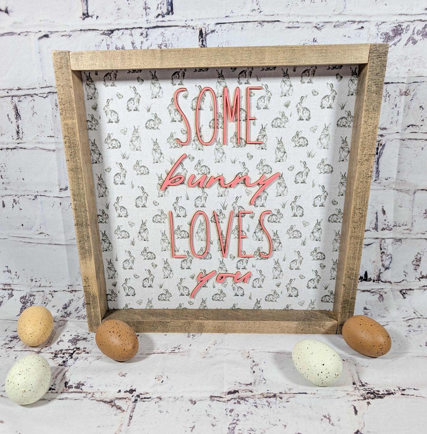 Some Bunny Loves You Acrylic Words Bunny Framed Easter Sign