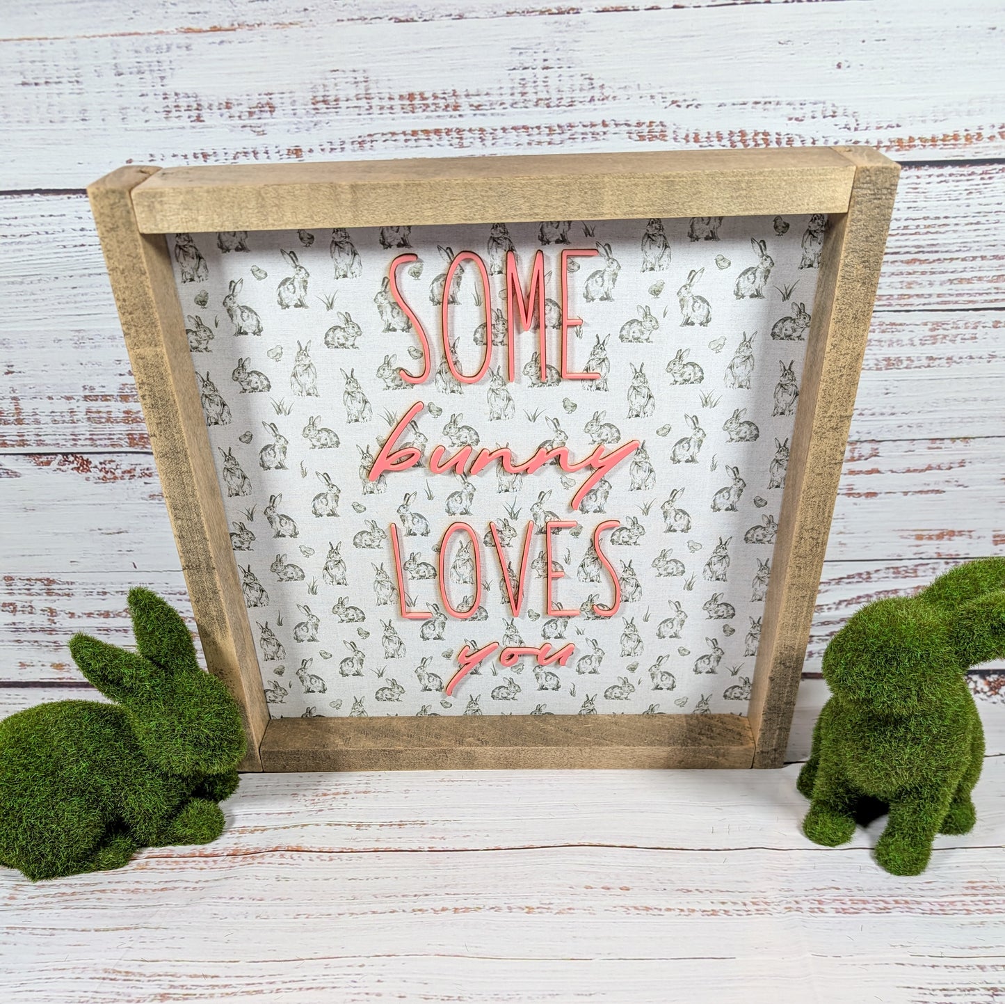 Some Bunny Loves You Acrylic Words Bunny Framed Easter Sign