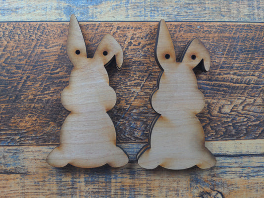 Unfinished Small Wooden Bunny for Garland with 2 Holes