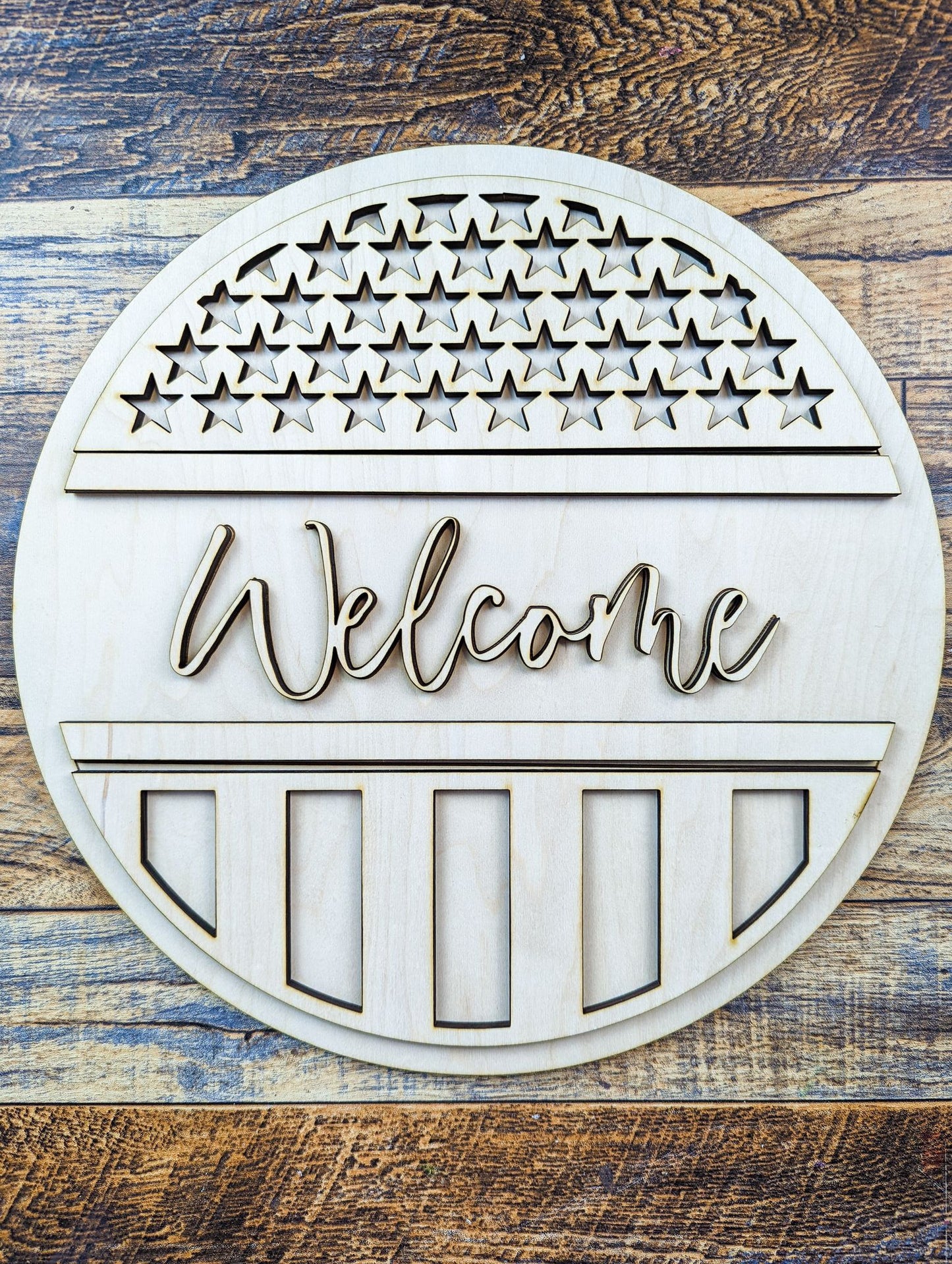 Welcome Stars and Stripes Sign