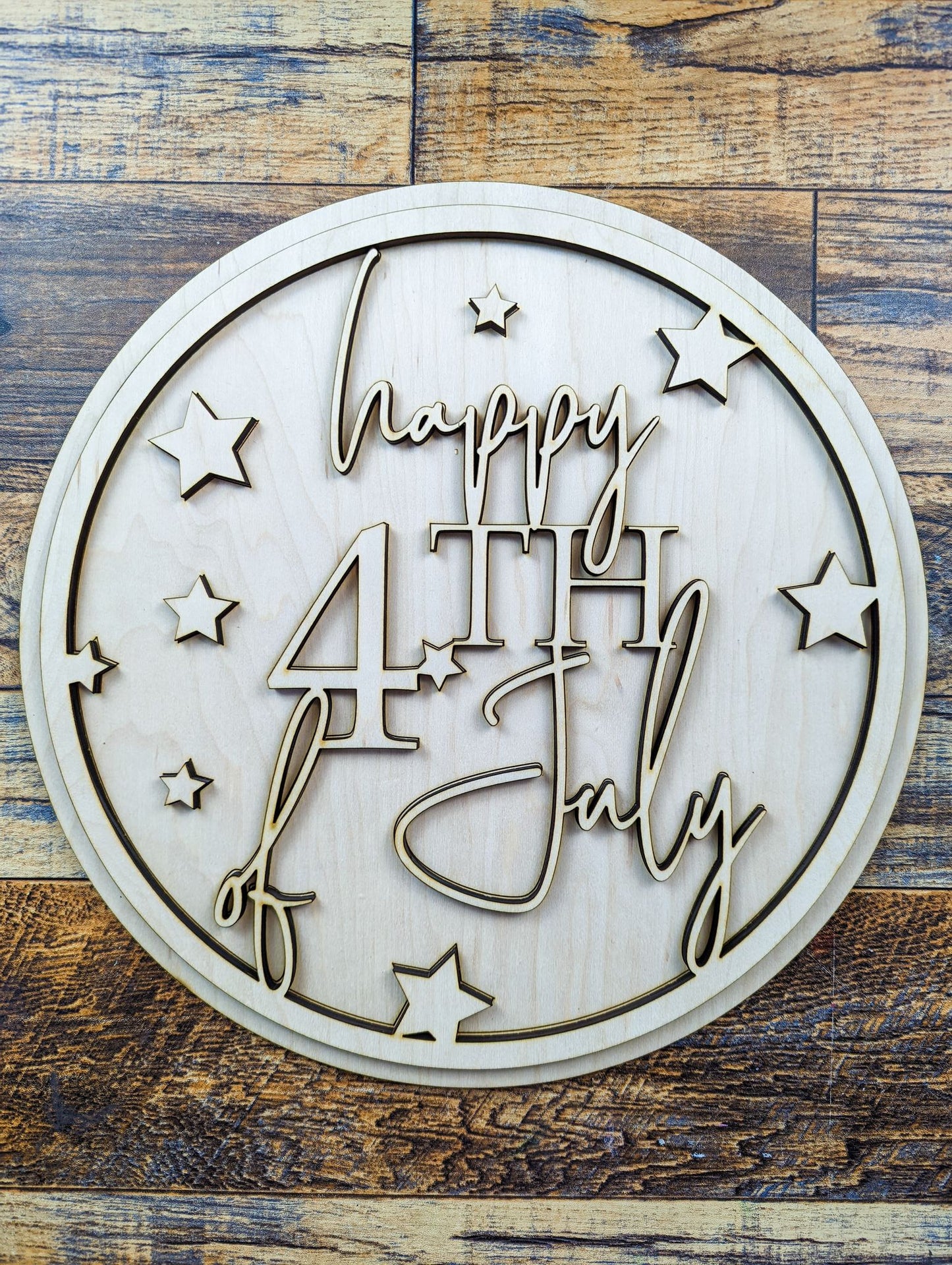 Happy 4th of July with Stars Sign Kit