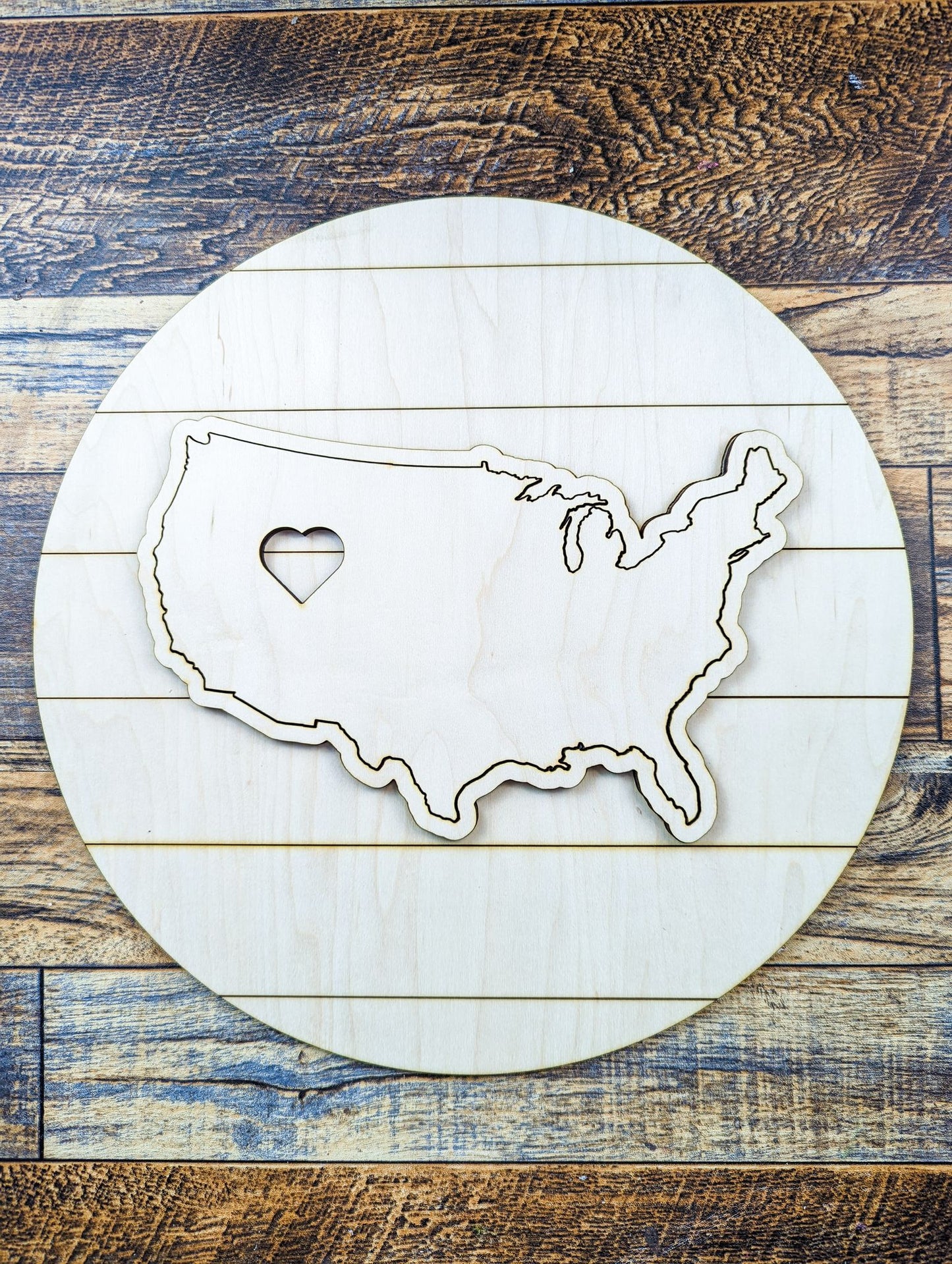 America Heart with Shiplap Styled Circle Back