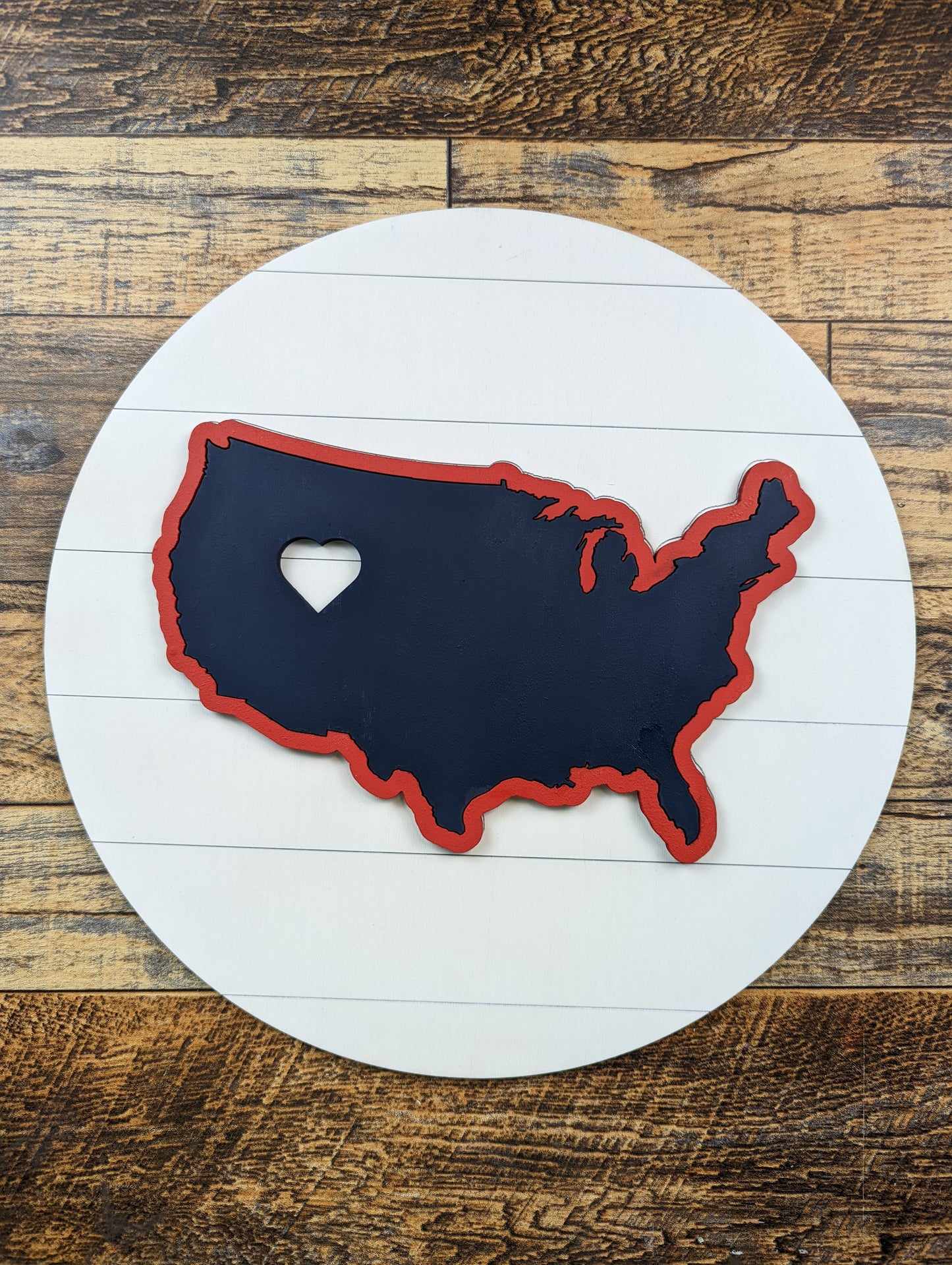 America Heart with Shiplap Styled Circle Back