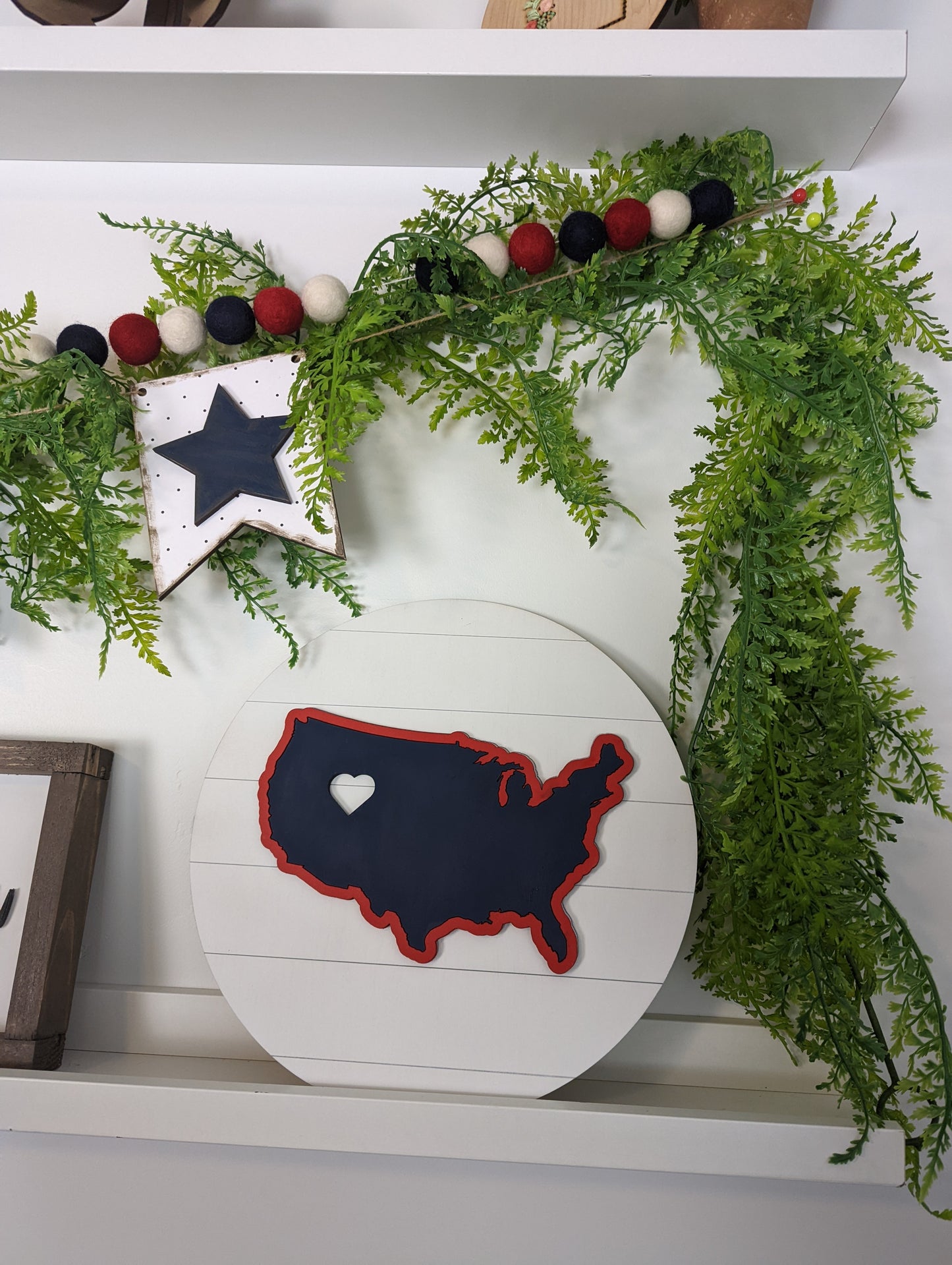 America Heart with Shiplap Styled Circle Back