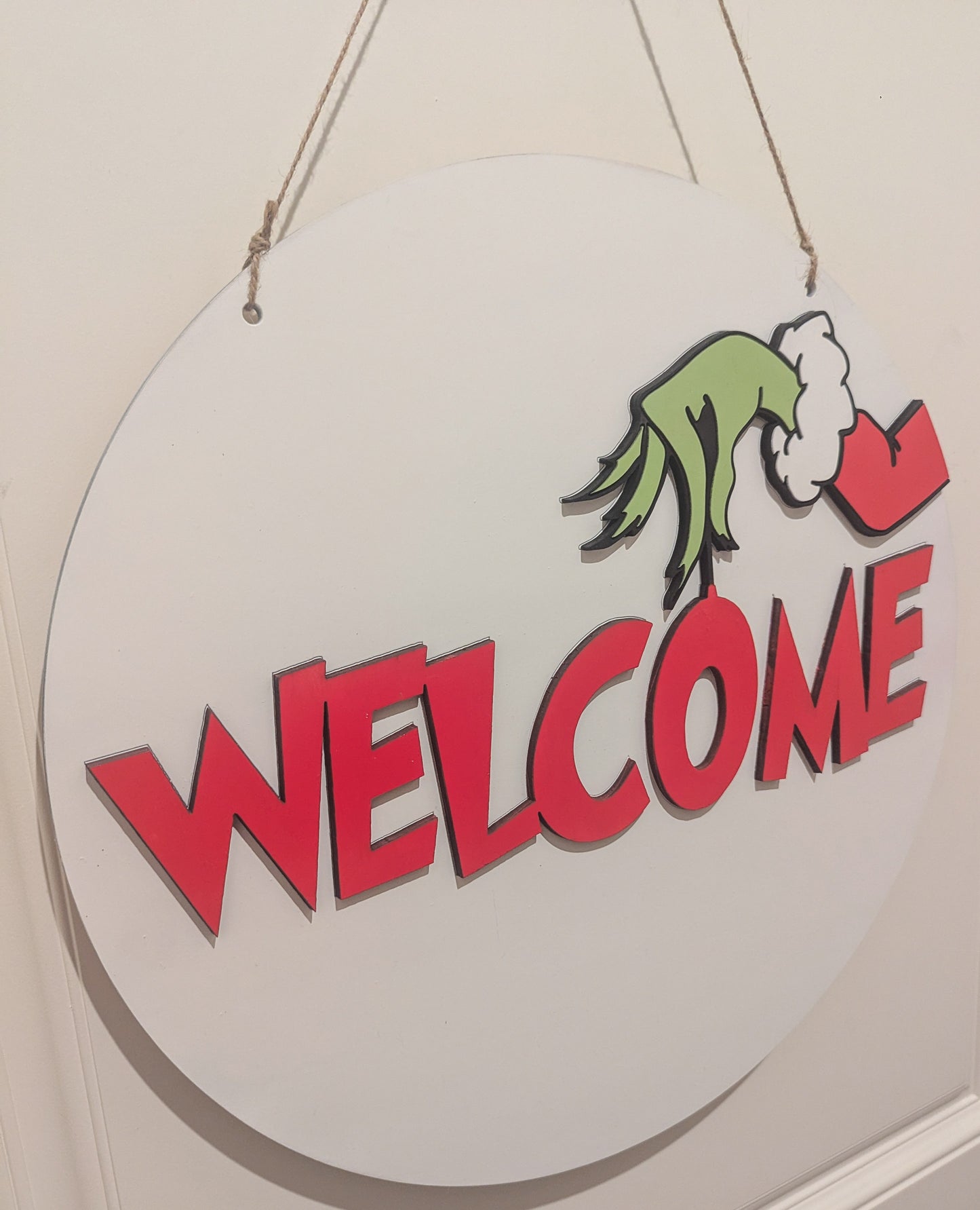 Welcome Grinches Wreath Sign