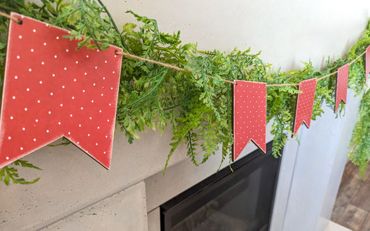 Red Polka Dot Wood Pennant Garland