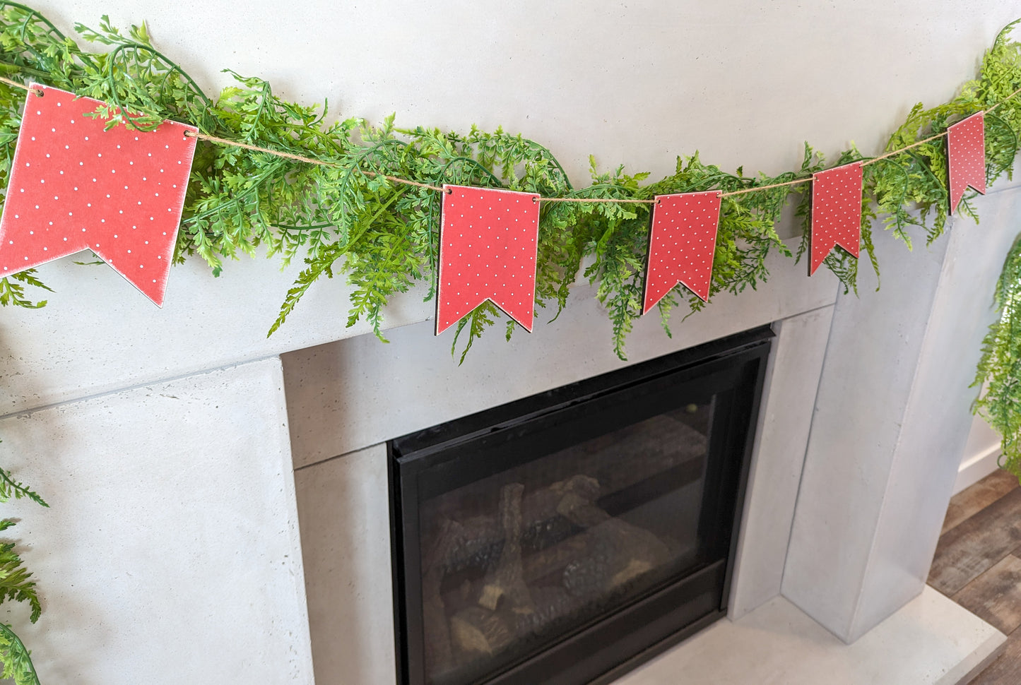 Red Polka Dot Wood Pennant Garland