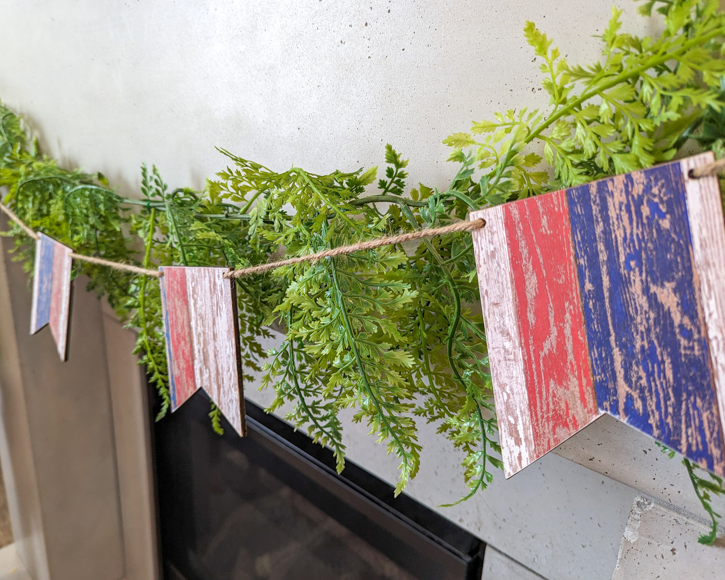 Rustic Patriotic Wooden Pennant Garland