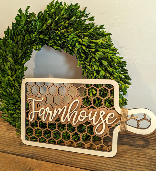 Farmhouse Barbed Wire Cutting Board Sign