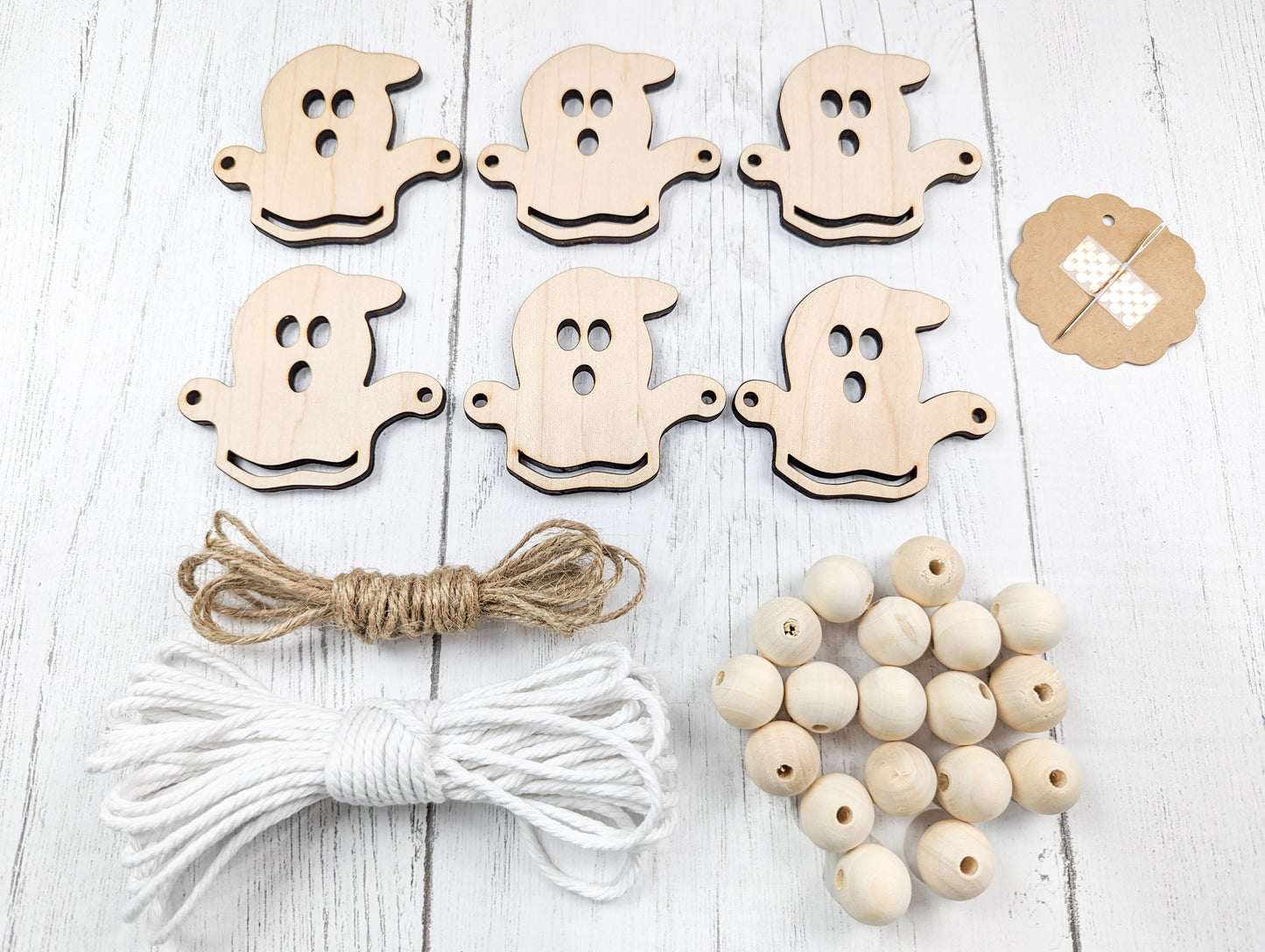 Ghost With Macrame Skirt Wooden Garland Or Unfinished Craft Kit