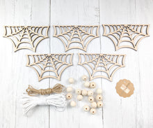 Load image into Gallery viewer, Spider Web Wooden Garland Or Unfinished Craft Kit
