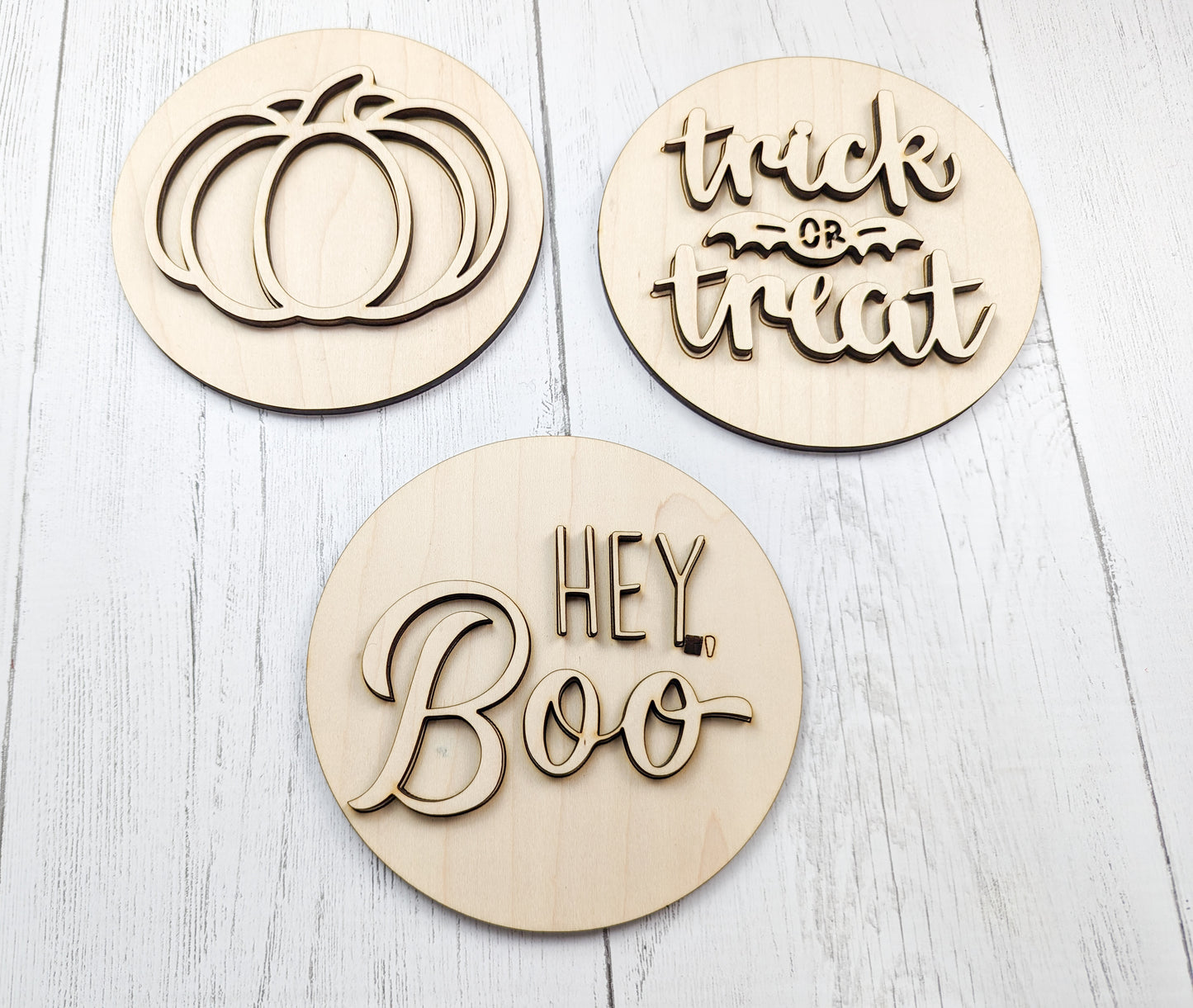 Farmhouse Fall Circle Signs Or Unfinished Craft Kit, Set Of 3