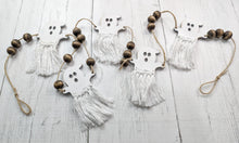 Load image into Gallery viewer, Ghost With Macrame Skirt Wooden Garland Or Unfinished Craft Kit
