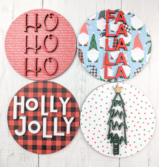 6in Christmas Signs with Scrapbook Paper Or Craft Kit