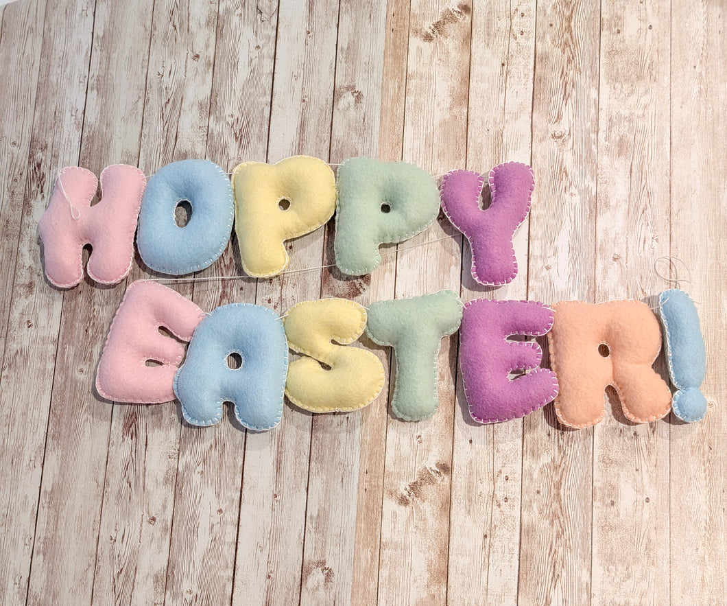 Hoppy Easter Bubble Letter Blanket Stitch Garland