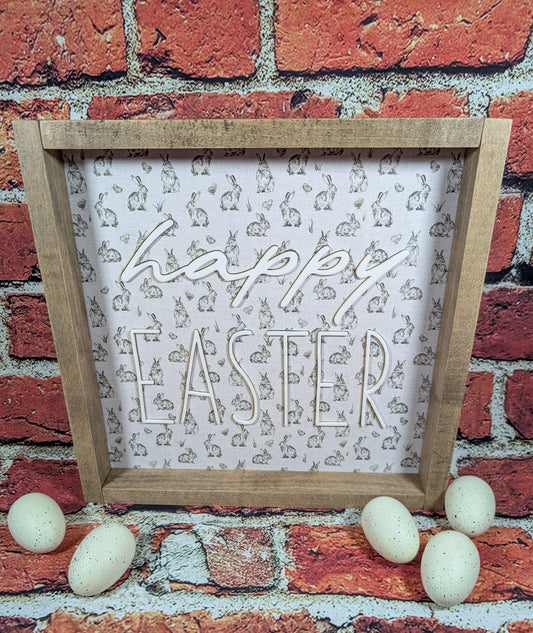 Happy Easter Acrylic Words Bunny Framed Easter Sign