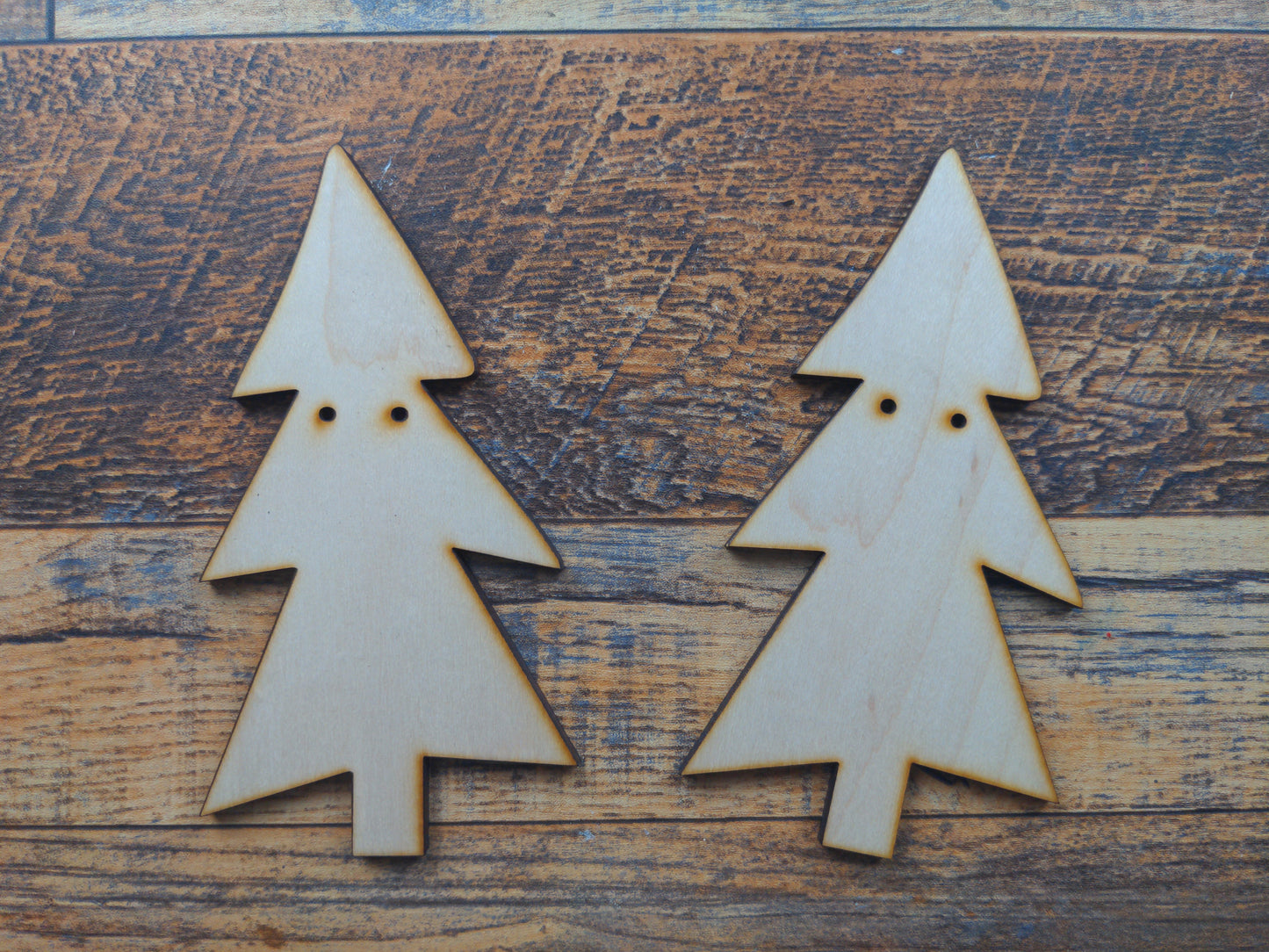 Wooden Pine Trees with 2 holes