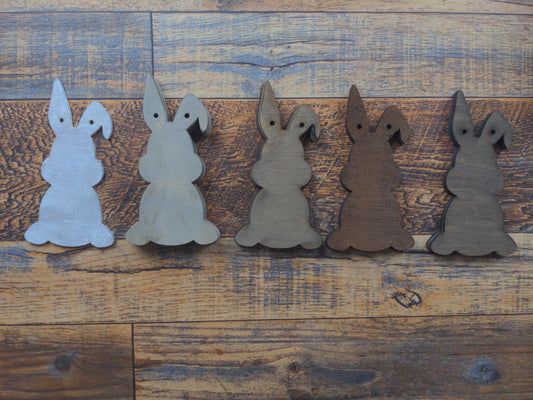 Stained Small Wooden Bunny for Garland with 2 Holes