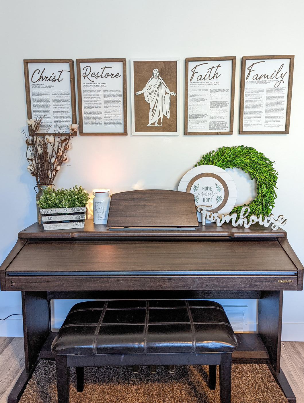 The Living Christ, The Family: A Proclamation to the World, The Articles of Faith, and The Restoration | LDS Proclamations Modern Wall Decor Signs