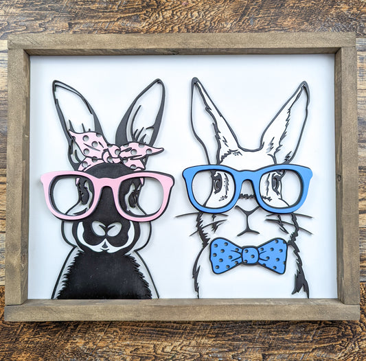 Bunny Colorful Glasses Sign