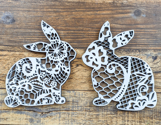 Lace Wooden Bunny Set