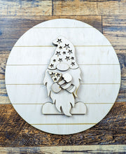 Load image into Gallery viewer, Stars and Stripes Gnome with Shiplap Circle Back
