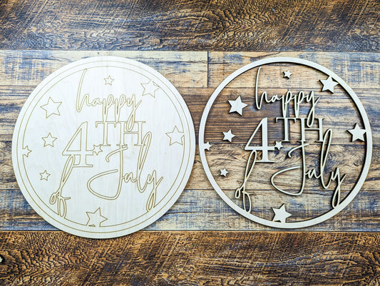 Happy 4th of July with Stars Sign Kit