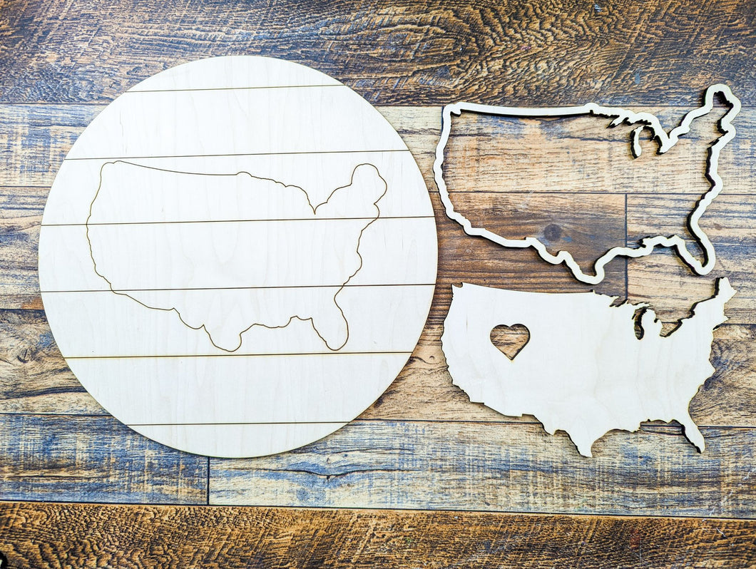 America Heart with Shiplap Styled Circle Back
