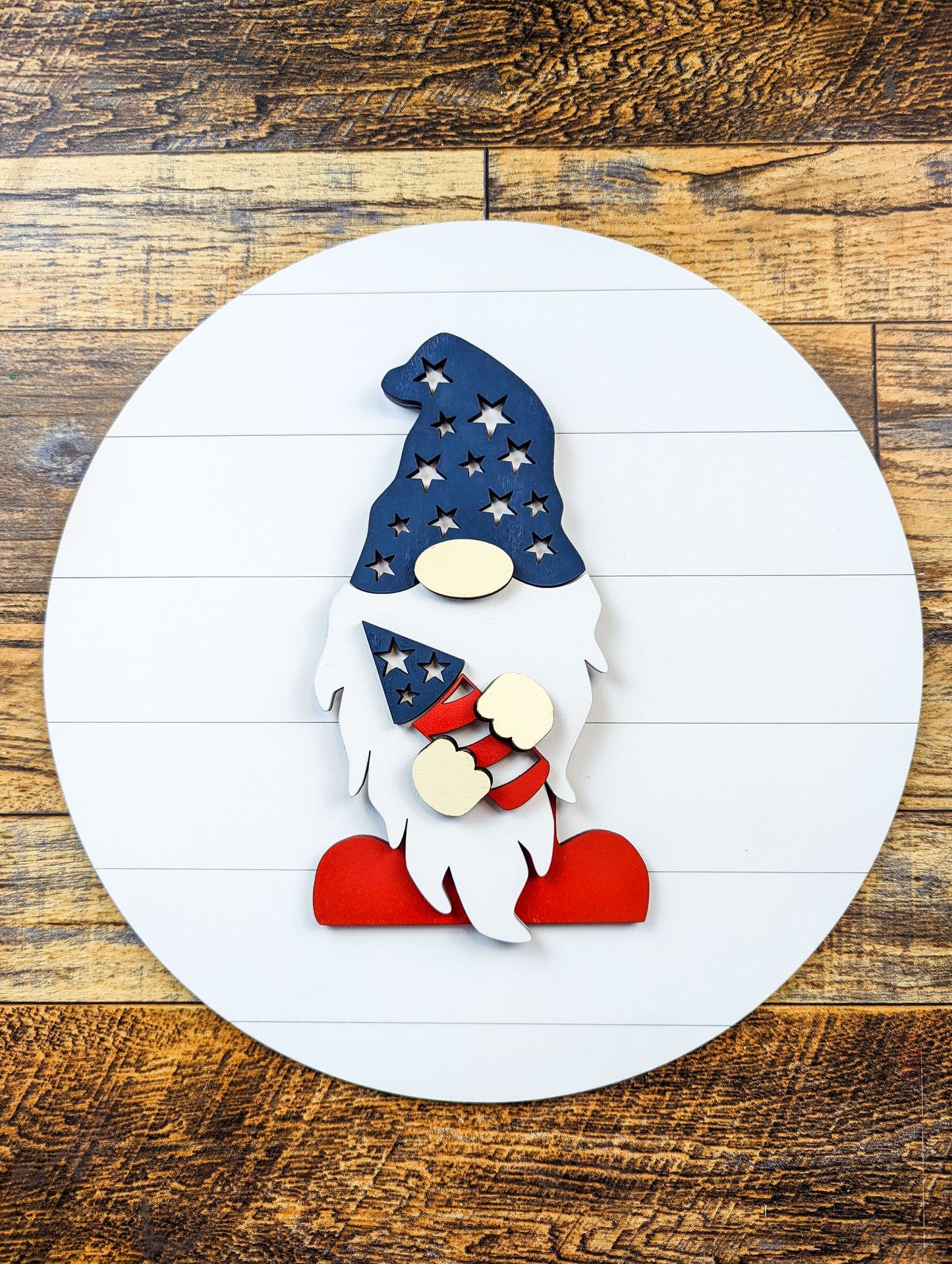 Stars and Stripes Gnome with Shiplap Circle Back