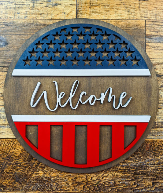 Welcome Stars and Stripes Sign