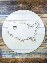 Load image into Gallery viewer, America Heart with Shiplap Styled Circle Back
