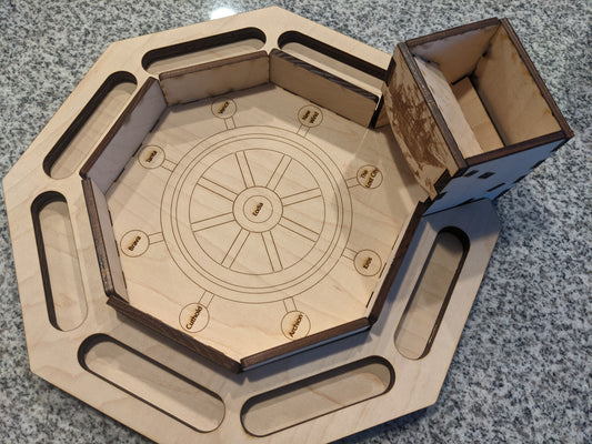 Wooden Dice Tower and Tray