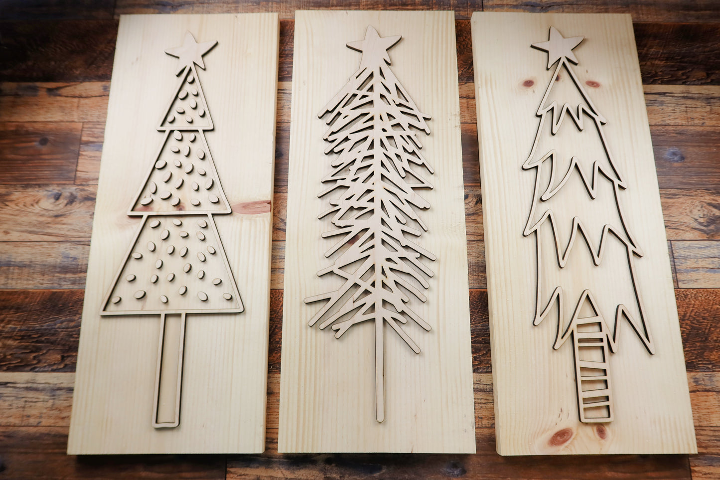 Rustic Farmhouse Christmas Trees Signs (Set of 3)