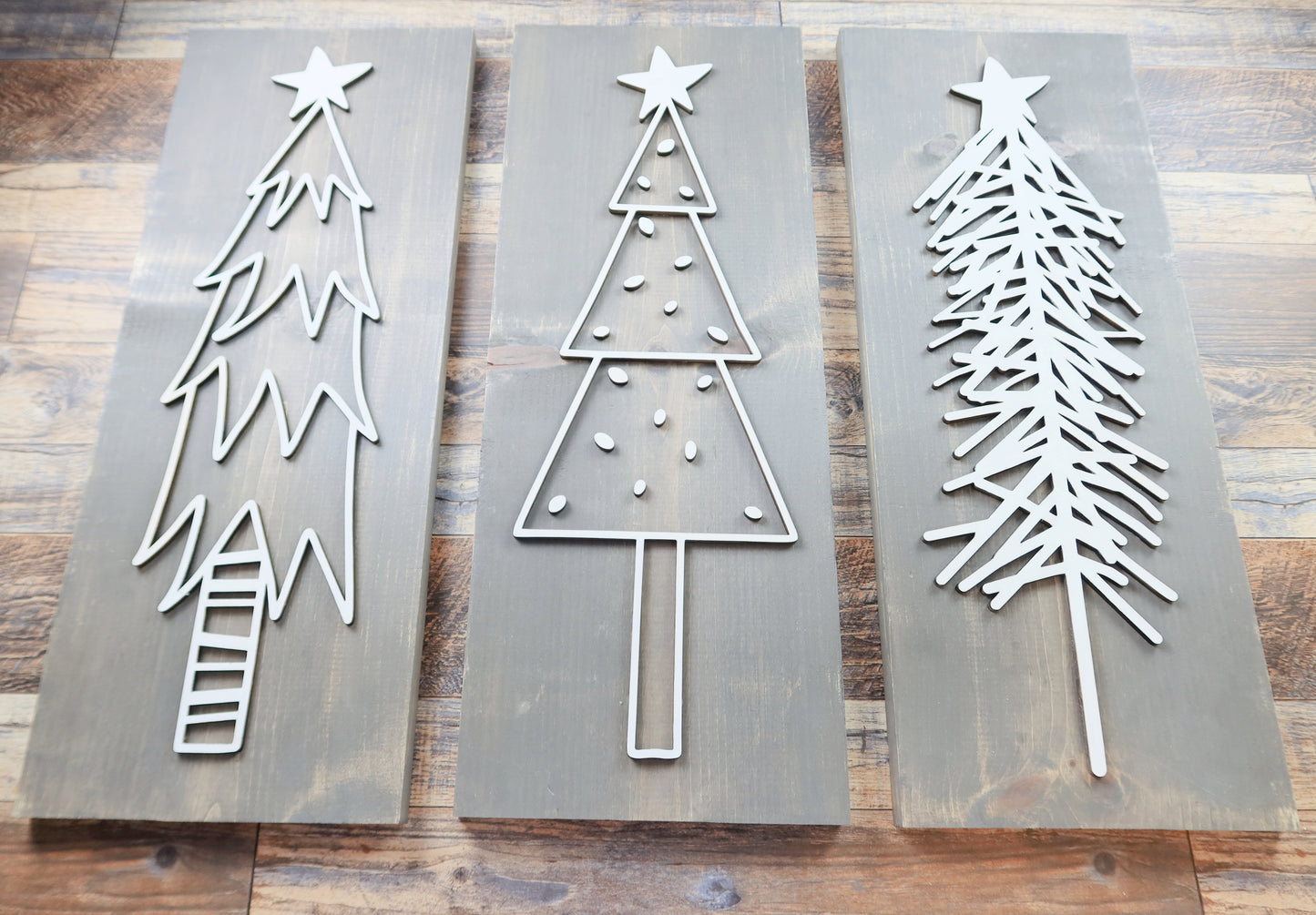 Rustic Farmhouse Christmas Trees Signs (Set of 3)