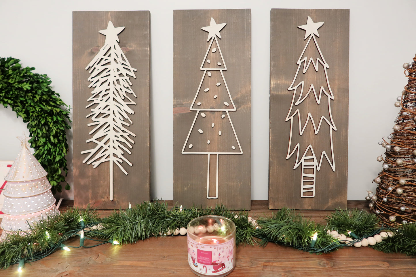 Rustic Farmhouse Christmas Trees Signs (Set of 3)