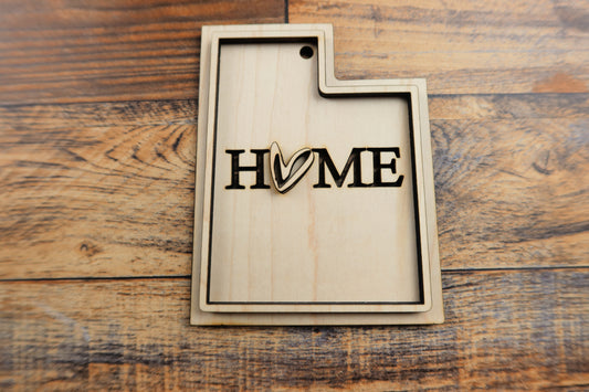 State Home Heart Ornament (Two-layered)