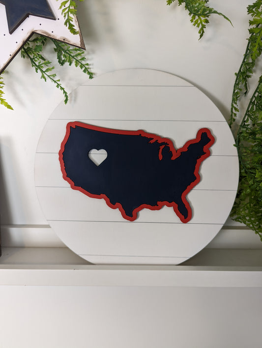 America Heart with Shiplap Styled Circle Back
